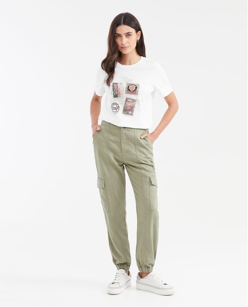 Camiseta Estampada con Detalles Aterciopelados para Mujer