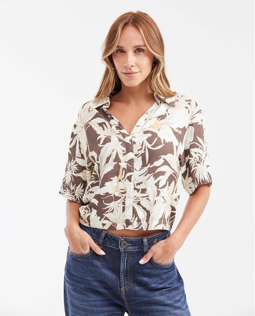 Camisa Estampada Silueta Recta para Mujer