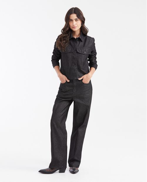 Chaqueta en Denim Negro Straight Fit para Mujer