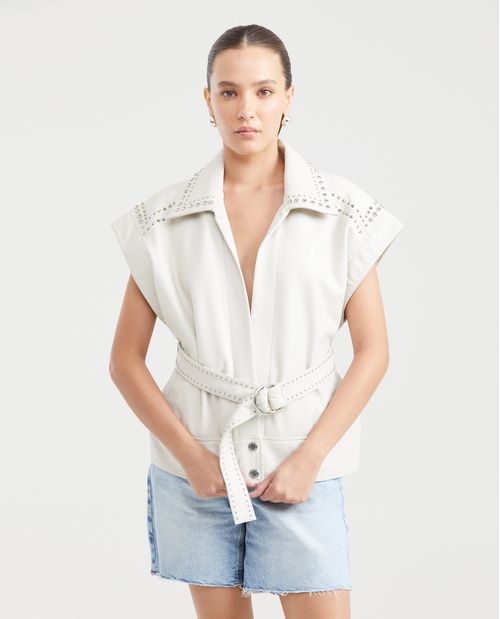 Chaqueta Chaleco de Piel de Cordero para Mujer