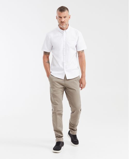 Camisa Slim Fit Manga Corta 100% Algodón con Acabado Dry-Soft para Hombre