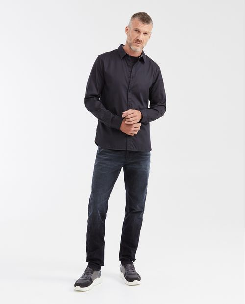 Camisa Slim Fit Manga Larga en Algodón y Bambú para Hombre