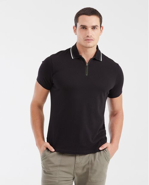 Camiseta Polo Slim Fit con Apariencia Knitwear para Hombre