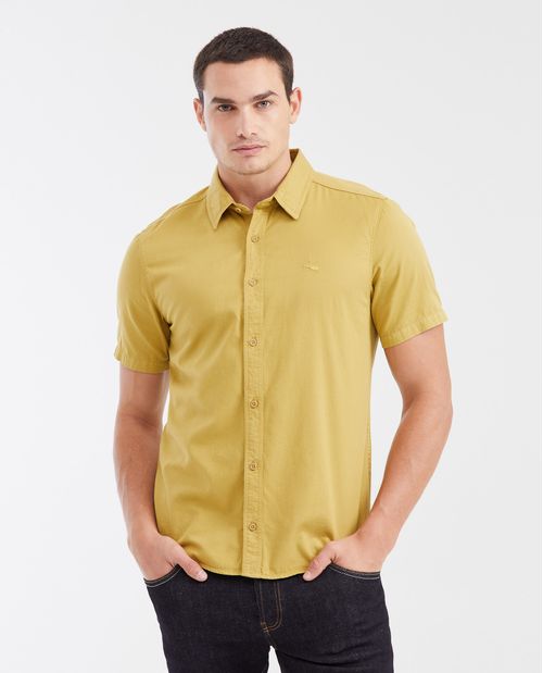Camisa Slim Fit Manga Corta en 100% Algodón para Hombre