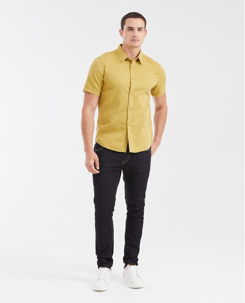 Camisa Slim Fit Manga Corta en 100% Algodón para Hombre