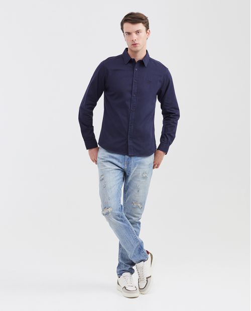 Camisa Slim Fit Manga Larga 100% Algodón para Hombre