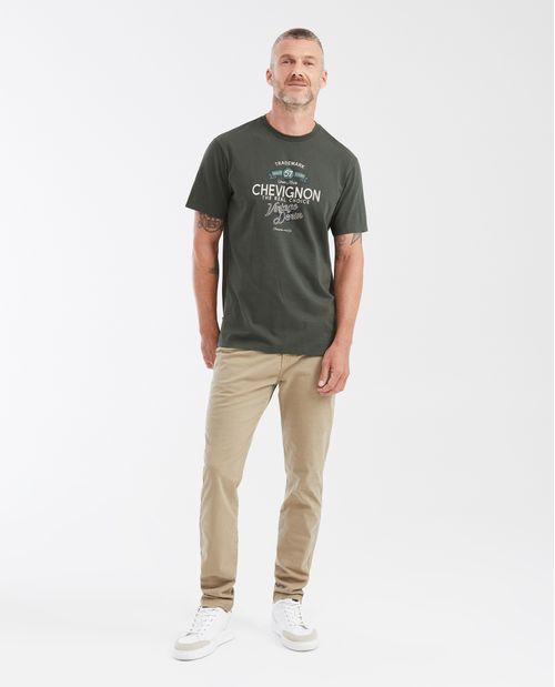 Camiseta Classic Fit Estampada en Algodón Peso Medio para Hombre
