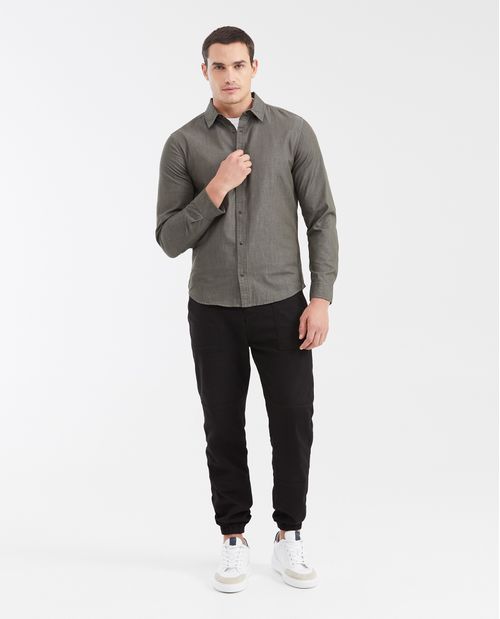 Camisa Slim Fit Manga Larga con Broches para Hombre