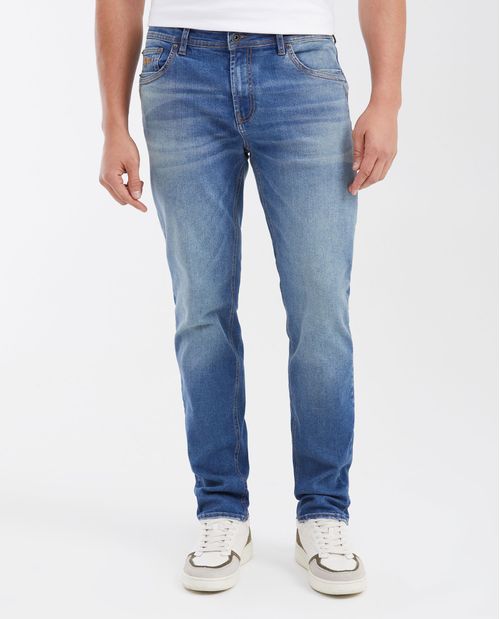 Jean Straight Fit Tiro Medio Boot Cut Azul Medio para Hombre