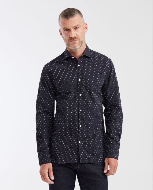 Camisa Slim Fit Manga Larga con Mini Print para Hombre