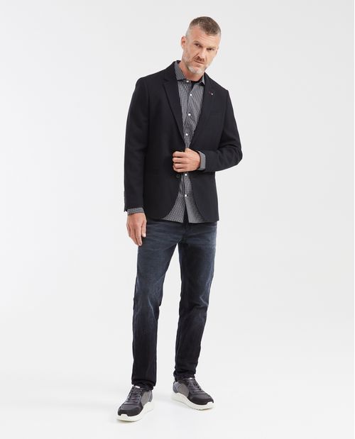 Camisa Slim Fit Manga Larga con Estampado de Cuadros y Tecnología Coolmax para Hombre