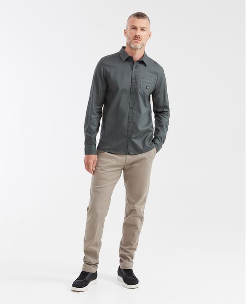 Camisa Slim Fit Manga Larga en Oxford Liviano 100% Algodón para Hombre