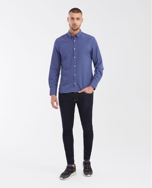 Camisa Slim Fit Manga Larga en Algodón con Fibras de Bambú para Hombre