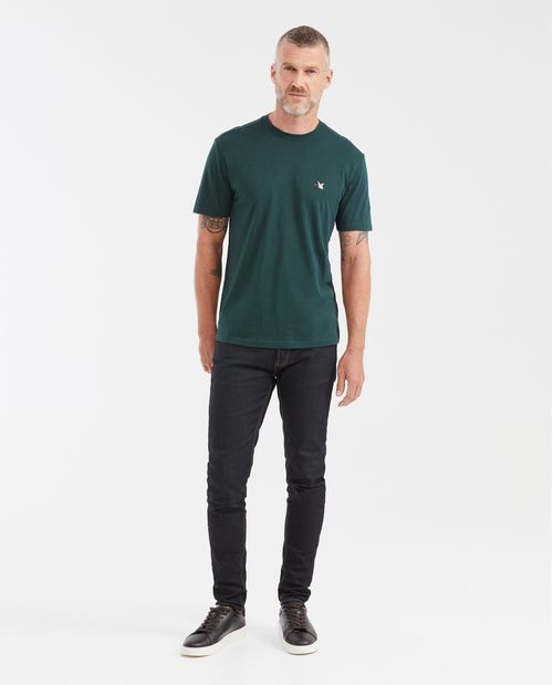 Camiseta Básica Straight Fit Cuello Redondo en Algodón Pima para Hombre