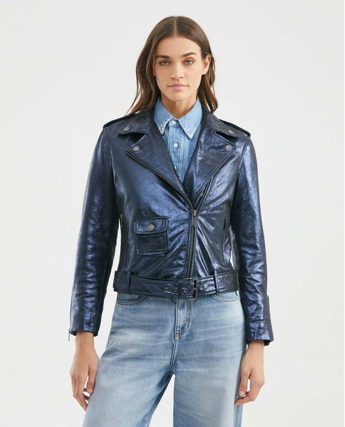 Chaqueta Biker de Cuero para Mujer