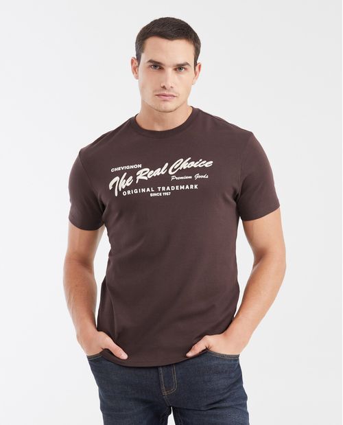 Camiseta Slim Fit Estampada en Algodón Peso Medio para Hombre