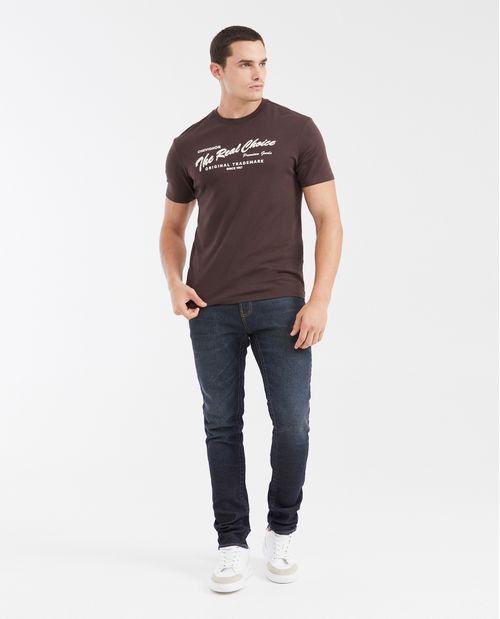 Camiseta Slim Fit Estampada en Algodón Peso Medio para Hombre
