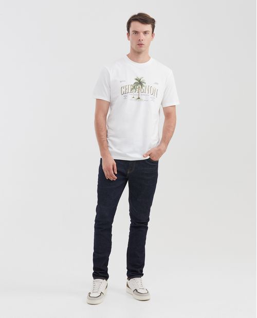 Camiseta Slim Fit Estampada Cuello Redondo para Hombre
