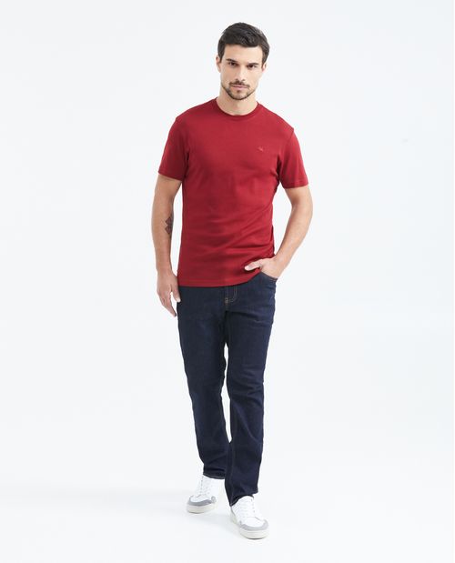 Camiseta Básica Slim Fit Cuello Redondo en Algodón Doble Punto para Hombre