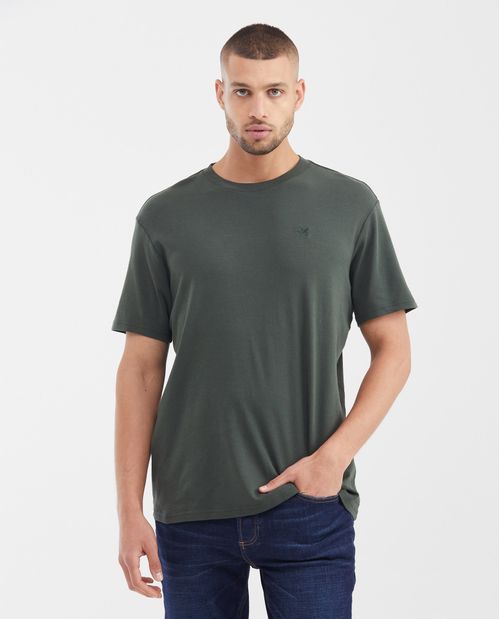 Camiseta Básica Slim Fit Cuello Redondo en Algodón Doble Punto para Hombre