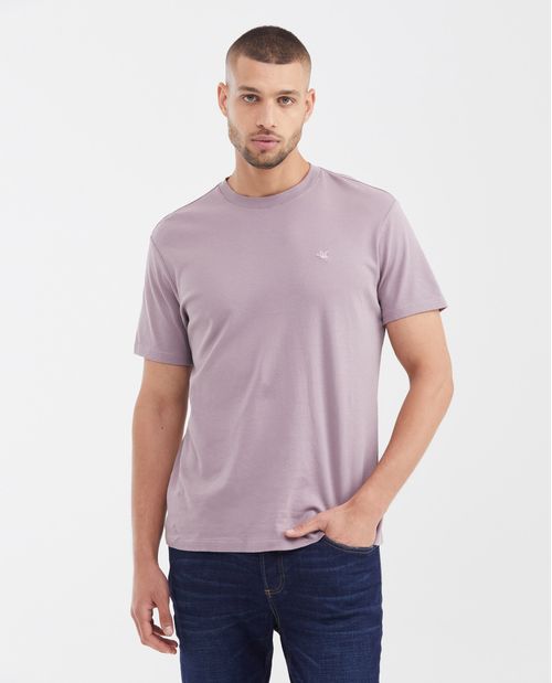 Camiseta Básica Slim Fit Cuello Redondo en Algodón Doble Punto para Hombre