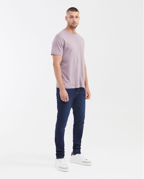 Camiseta Básica Slim Fit Cuello Redondo en Algodón Doble Punto para Hombre