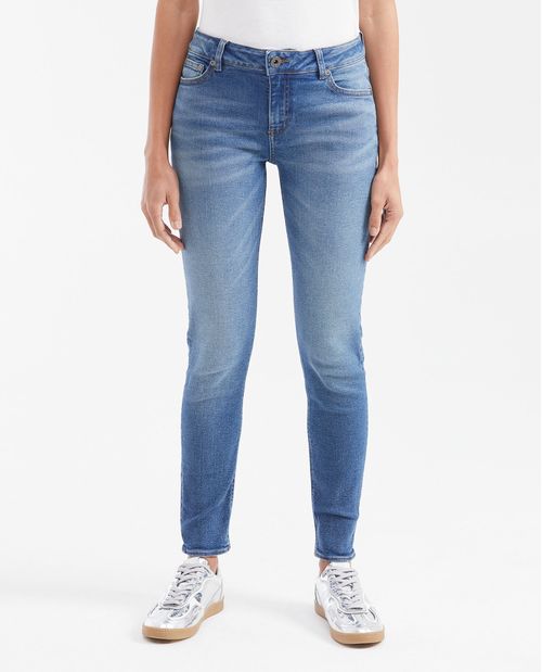 Jean Low Rise Bota Slim Azul Medio para Mujer