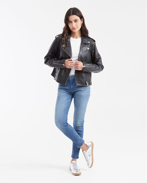 Jean Low Rise Bota Slim Azul Medio para Mujer