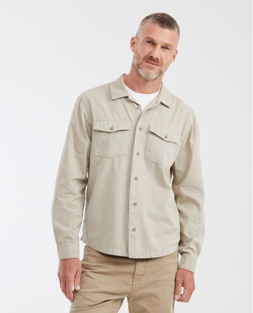 Camisa Classic Fit Manga Larga Diseño Overshirt en Algodón para Hombre