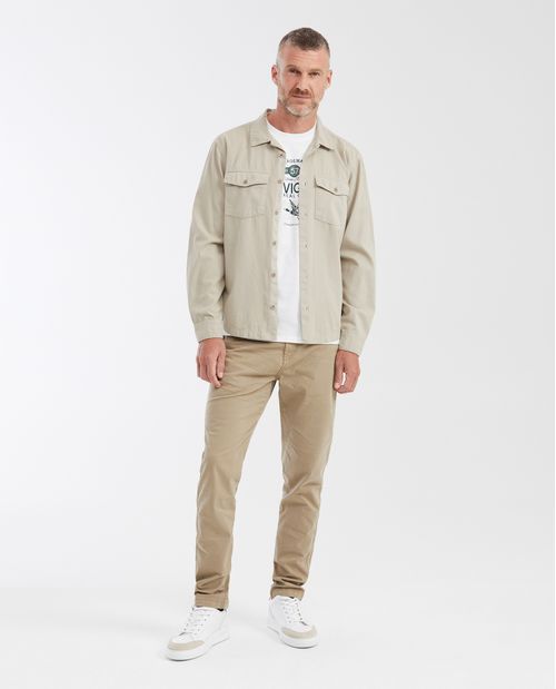 Camisa Classic Fit Manga Larga Diseño Overshirt en Algodón para Hombre