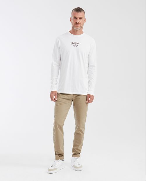 Camiseta Classic Fit Cuello Redondo con Bordado y Estampado para Hombre