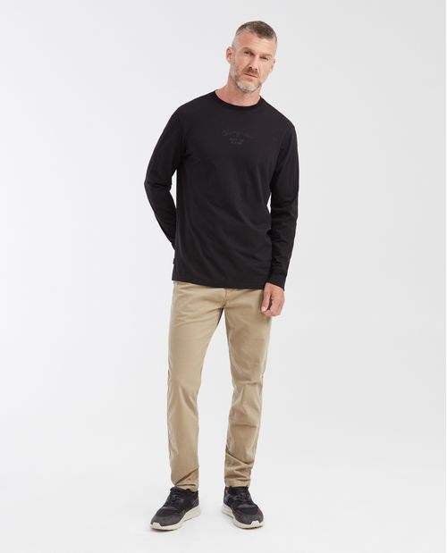 Camiseta Classic Fit Cuello Redondo con Bordado y Estampado para Hombre