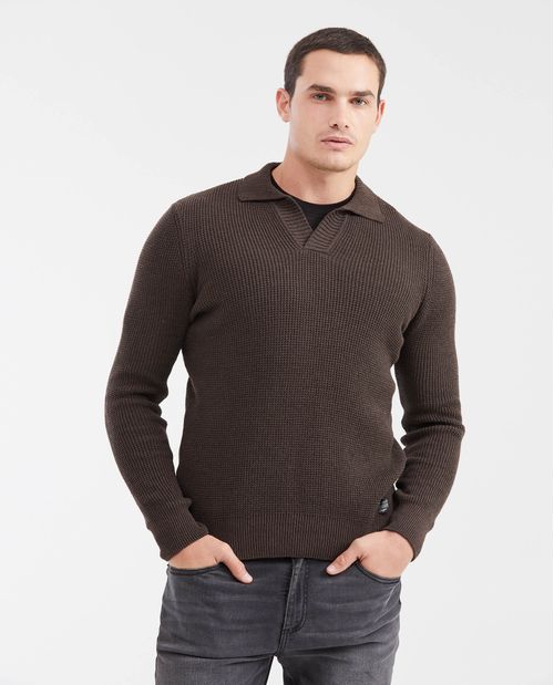 Suéter Tejido Tipo Polo para Hombre