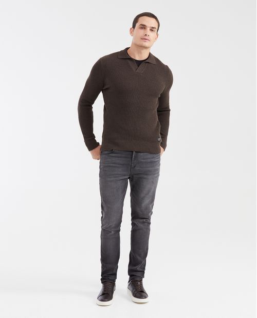 Suéter Tejido Tipo Polo para Hombre