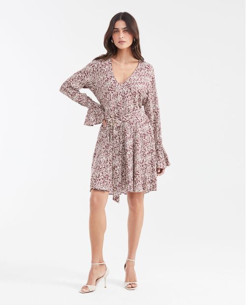 Vestido Corto con Estampado de Flores para Mujer