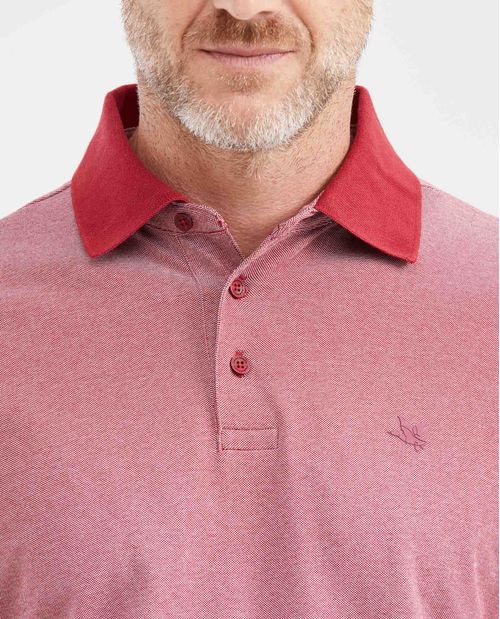 Camiseta Polo Slim Fit con Cuello Textura Jacquard y Raya Contraste para Hombre