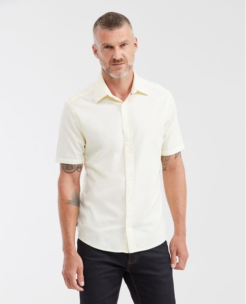 Camisa Slim Fit Manga Corta 100% Algodón para Hombre