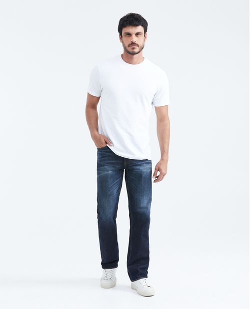 Jean Relaxed Fit Tiro Alto Boot Cut Azul Oscuro para Hombre