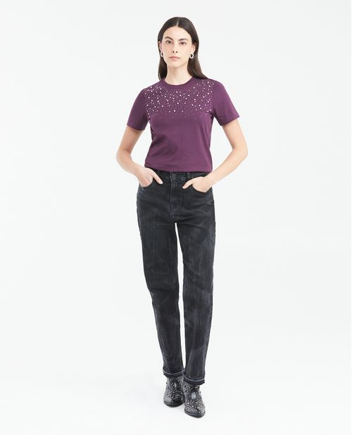 Camiseta con Detalle de Piedras para Mujer
