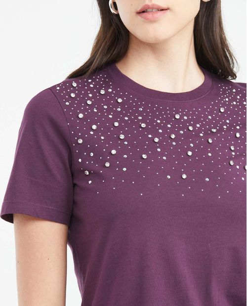Camiseta con Detalle de Piedras para Mujer