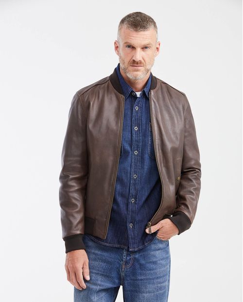 Chaqueta Bomber de Piel de Cordero para Hombre