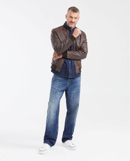 Chaqueta Bomber de Piel de Cordero para Hombre