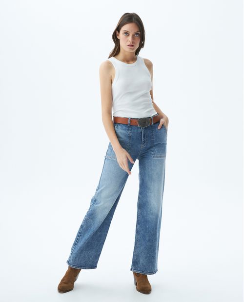 Camiseta Manga Sisa de Algodón para Mujer