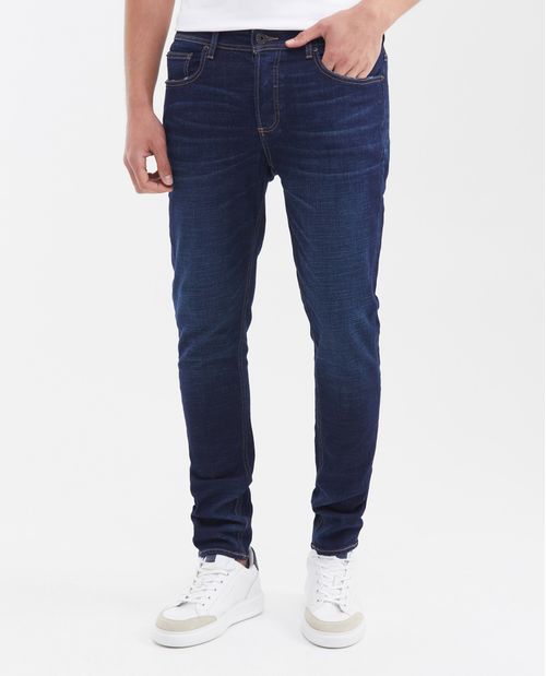 Jean Súper Slim Fit Tiro Bajo Bota Super Slim Azul Ultra Oscuro para Hombre