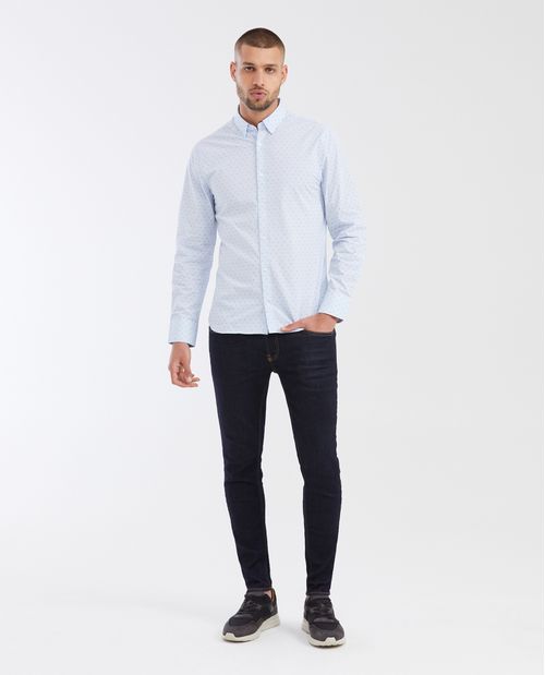 Camisa Slim Fit Manga Larga con Tecnología Coolmax y Mini Print para Hombre