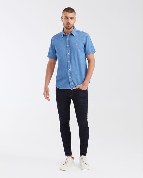 Camisa Classic Fit Manga Corta en Denim para Hombre