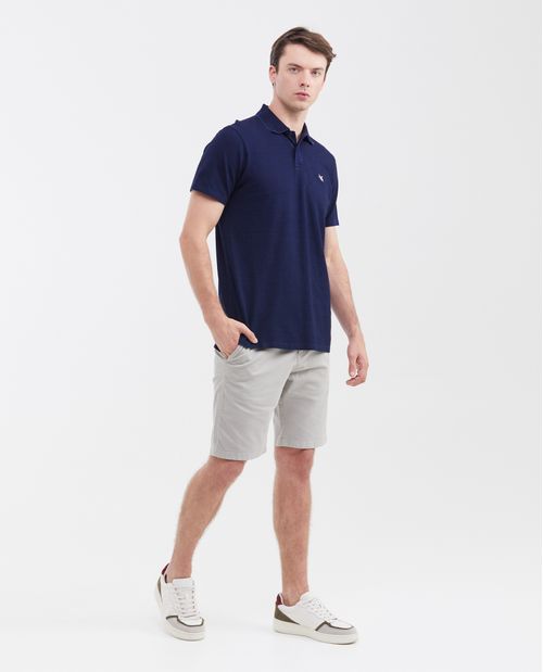 Camiseta Polo Classic Fit en Piqué con Hilos de Denim para Hombre