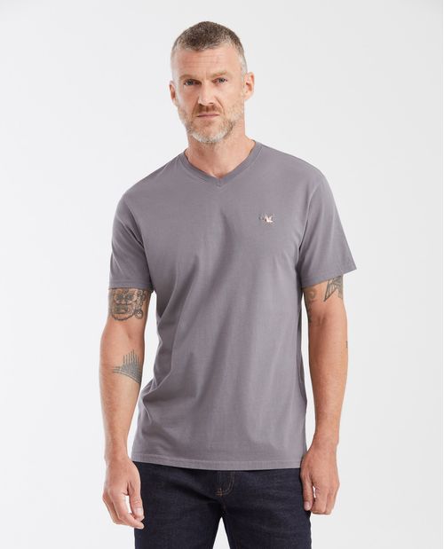 Camiseta Básica Slim fit Cuello en V en  Algodón para Hombre