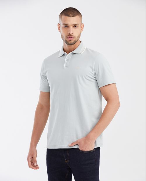 Camiseta Polo Slim Fit con Cuello Mil Rayas y Manga Tradicional para Hombre