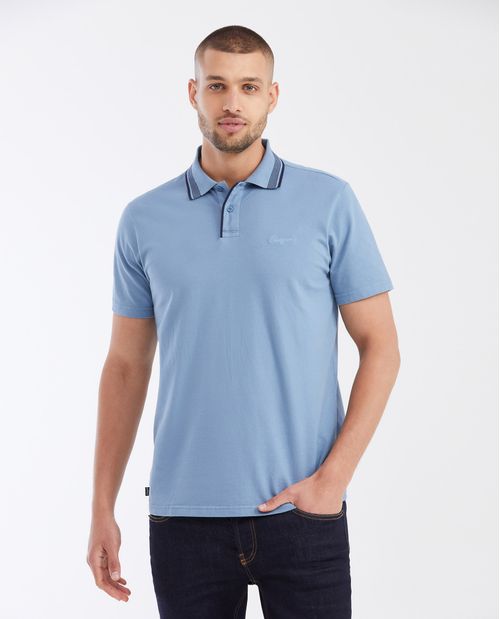 Camiseta Polo Slim Fit con Cuello Mil Rayas y Manga Tradicional para Hombre